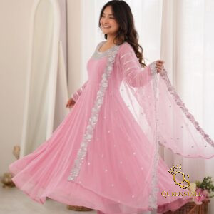 LaunchingElegent Pink Premium Designer Party Wear Look